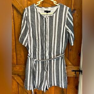 Banana Republic Striped Cotton & Linen Romper Size 8